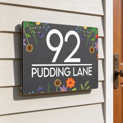 Personalise floral house sign - house,