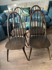 Set of 4 Rare Ercol Hoop Back Dining Chairs Vintage Quaker Windsor Chairs 