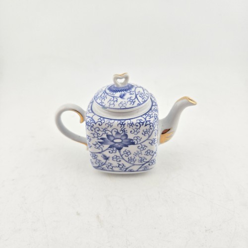 Miniature china teapot blue - teapot,