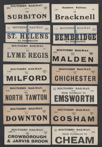 Fourteen old luggage labels - fourteen,