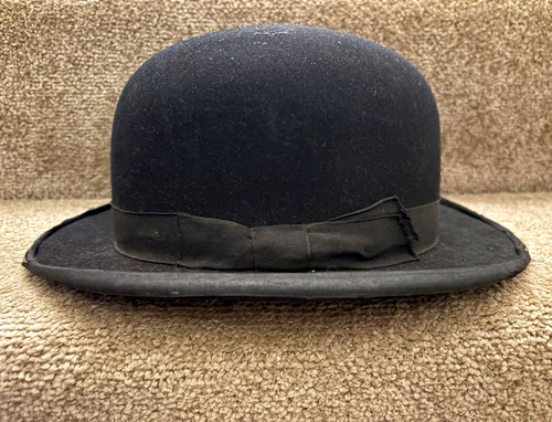 Men black felt bowler hat - felt,