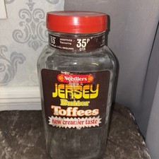 Vintage Original Needlers Jersey Butter Toffees  Glass Sweet Jar 12" - Rare