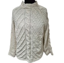 M&S Jumper High Neck Chenille Cable Knit  Uk L Long Sleeve Autumn Winter Layers