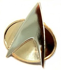 Star Trek Metal Gold Plate Pin Badge TNG Next Generation Communicator Enterprise