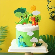 3D 13 Pcs Dino Cake Topper, Dino Family, Dinosaur theme Cake Decoration for Kids