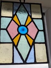 RENOVATED:  Pretty Victorian Compact Hanging  Stained Glass Window Panel