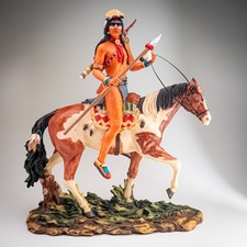 Veronese Native American Warrior on Horse Figurine 30cm Heavy Sculpture