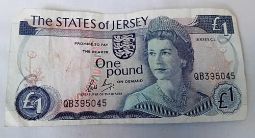 Jersey one pound - note, serial