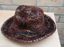 Vintage Cheetah Animal Print Fedora Cowboy Hat Miss Dolores England Retro