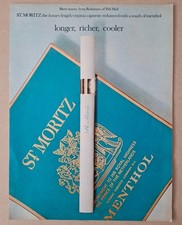 St Moritz Cigarettes Original UK Press Advert 1971