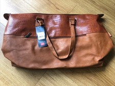 Cotton Traders Milan Weekender Bag Brand New Faux Leather Tan 