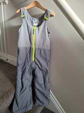 Decathlon 3-4years waterproof snow suit dungarees in grey with bright yellow zip