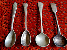 4 x silver  plate? antique/vintage mustard spoons