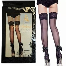 Sexy Black Sheer Ankle Bow