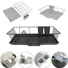 Large Dish Drainer Metal Wire Cutlery Draining Holder Plate Rack Kitchen Sink UK