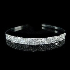 Tiara Diadem 3Reihen Headband Bridal Jewellery Hair Rhinestone Wedding Communion