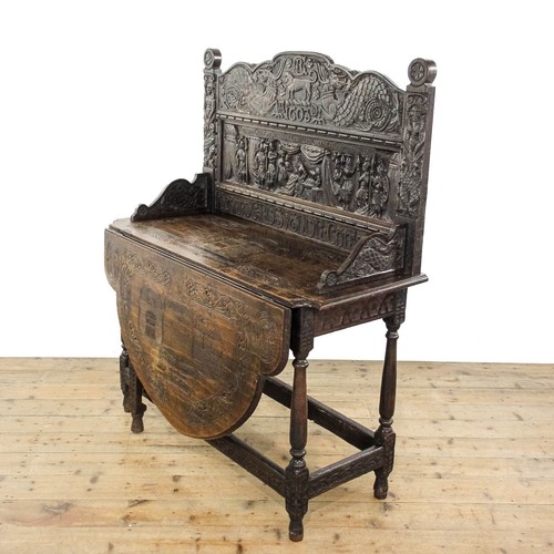 Antique carved oak dropleaf - oak,