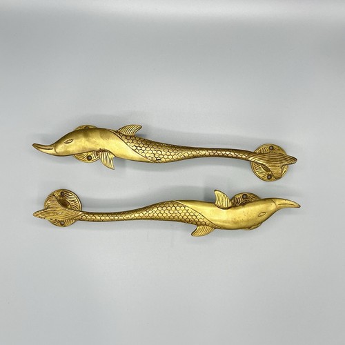Vintage solid brass - brass, dolphin