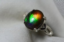 Ammolite Solitaire Ring