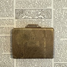 Vintage Kigu Bon Voyage Gold Tone Suitcase Makeup Powder Compact As Found