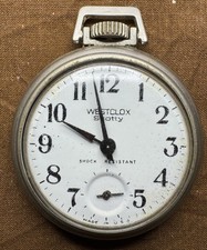 Vintage 1950s - 1960s  Westclox SCOTTY Pocket Watch Shock Resistant - Runs