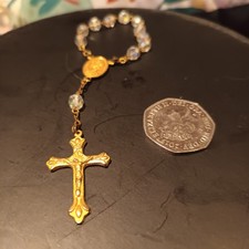 Gorgeous Christening/Communion Crystal Rosary Beads. Single Decade .