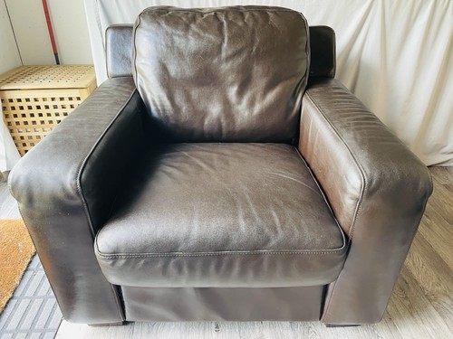 Leather armchair dark brown - dark,