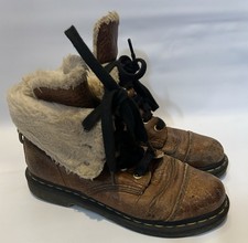 Dr Martens Brown Leather Aimilita Furr Lined Boots  Uk5 Please Read