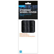 Deluxe Lace Up Steering Wheel Cover Car Van Leather Look Soft Large 39-41cm