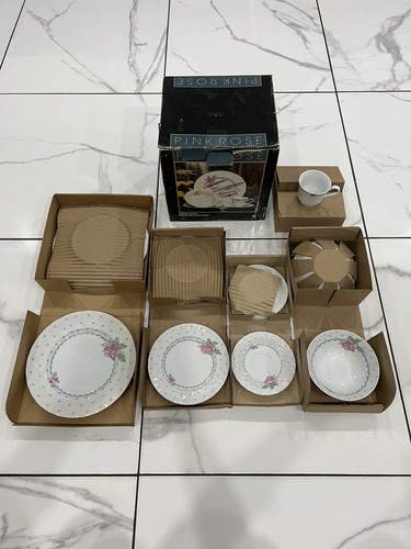 Pink rose dinnerware set - pink,
