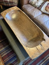 Large Antique Primitive Wooden Dough Trough Bowl Hand Carved Rustic Look