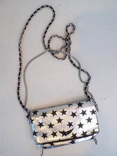 Zadig & Voltaire Silver/Black Leather Circus Star Rock Foldover Clutch Bag