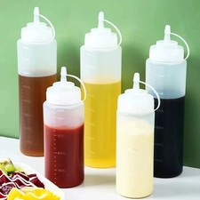 8-24oz Plastic Clear Squeeze Squeezy Sauce Bottle Mayo Dispenser Bottles UK***