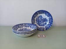 4x Vintage British Anchor English Country Scenes Bowls Blue & White #62