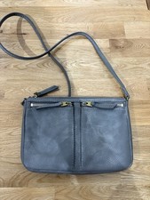 Fossil Grey Leather Crossbody Organiser Bag Pre Owned Good