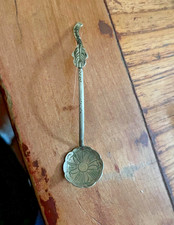 Antique SILVER, 3 inch Small Salt Spice Snuff Spoon Marked 84 RARE Collectible