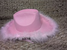 Pink Cowgirl Hat Fuzzy Fluffy