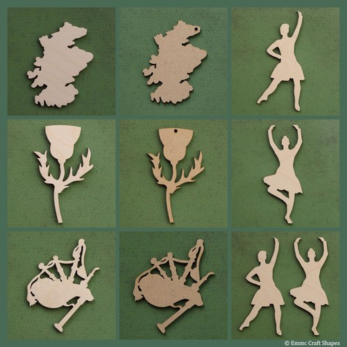 Wooden scottish shape thistle - scottish,