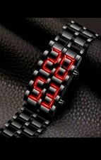 Mens Digital Retro Wrist Watch Red LED Display Rave Minimalist Design New UK stk