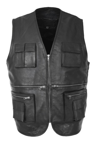 Mens real leather waistcoat - real,