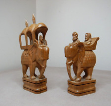OLD ASIAN MINIATURE VERY WELL CARVED WOODEN ELEPHANT SCULPTURES