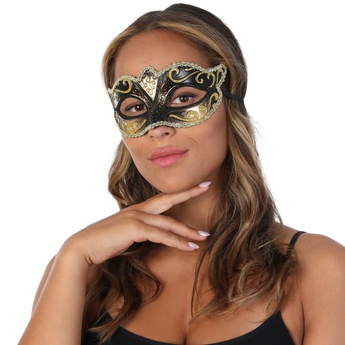 Black gold masquerade mask - black,