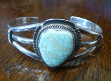 Sterling Silver Native American Navajo J Nelson jewellery Turquoise Cuff bangle