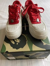 A Bathing Ape Bape Sta Patent Leather White Red Rare Mens Size UK 7.5 with box