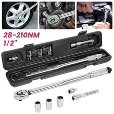 1/2" 1/4" 3/8" Ratchet Torque Wrench 5 - 210Nm Square Drive Socket Set in Case