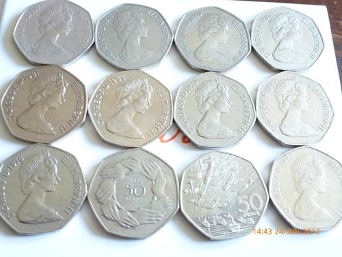 Birth year large old 50p - year, coin