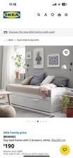 IKEA BRIMNES Single Daybed Frame with Two Drawers In White Dagenham 