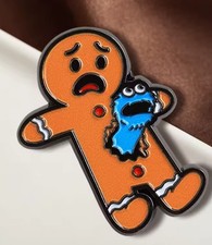 Gingerbread Man Cookie Monster Alien Parody Metal Enamel Pin Badge Shrek Muppets