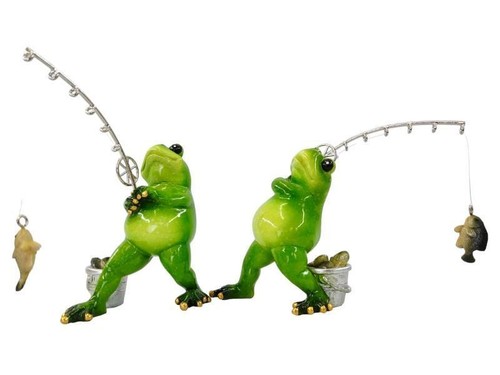 Fishing frog statue funny - statue,