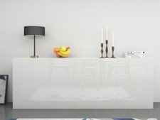 New Large Sideboard Cabinet Chest of Drawers White - High Gloss & Natural Tones